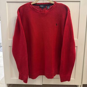 Vintage 90's Polo by Ralph Lauren Red Sweater, Large, 100% Cotton, Made in Japan